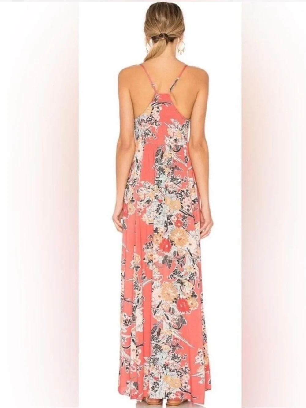 Free People Through The Vine Feminine Mixed Floral Print Flowy Maxi Dress• Small